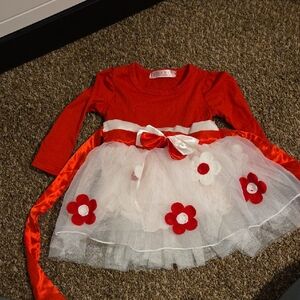 Red and White Floral Baby Girl